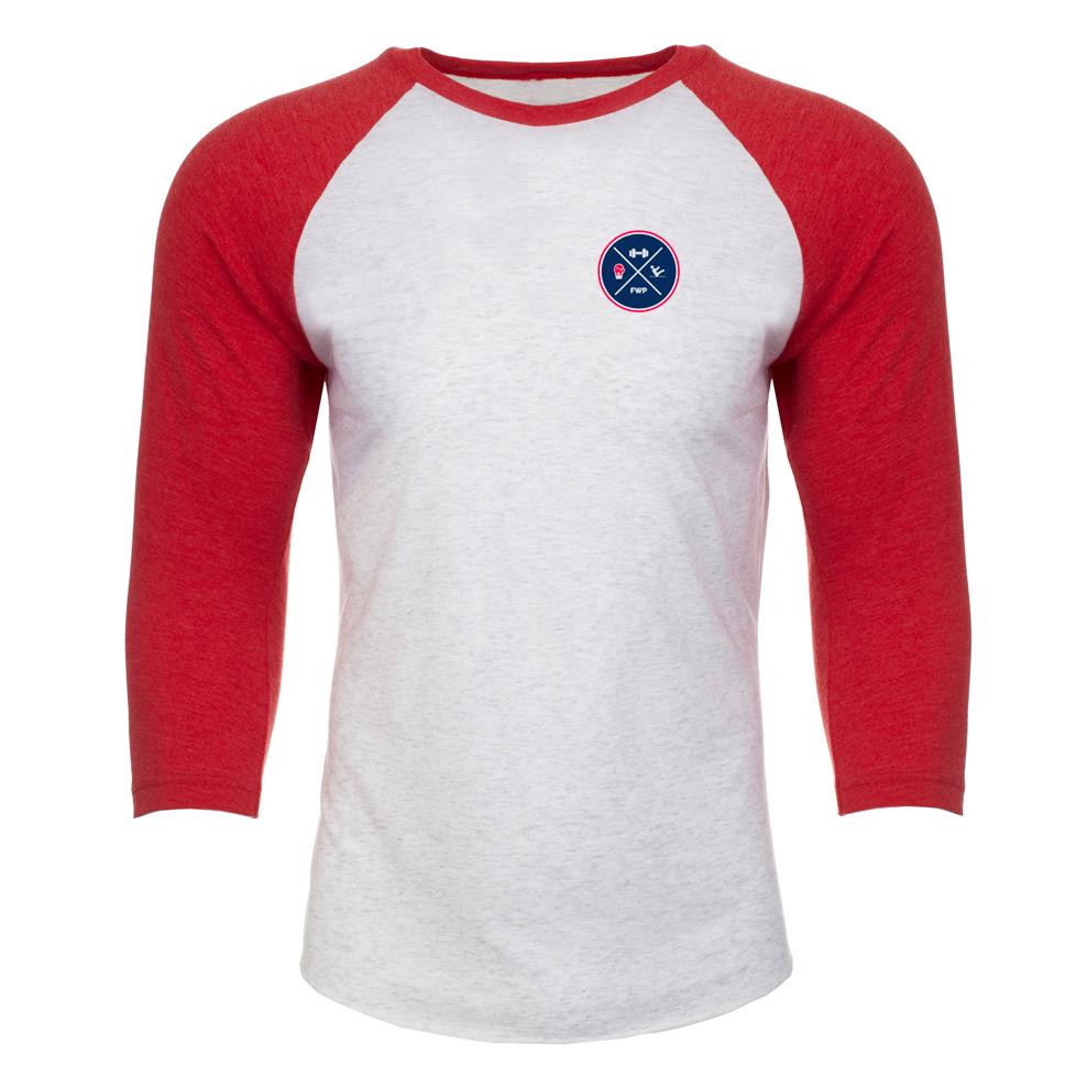 Baseball Top - Fitness With Poppy - Red/White Marl Baseball Top
