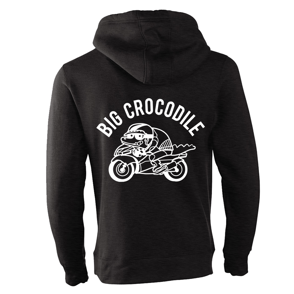 Biker Fleece Lined Zip Up Hoodie - Big Crocodile
