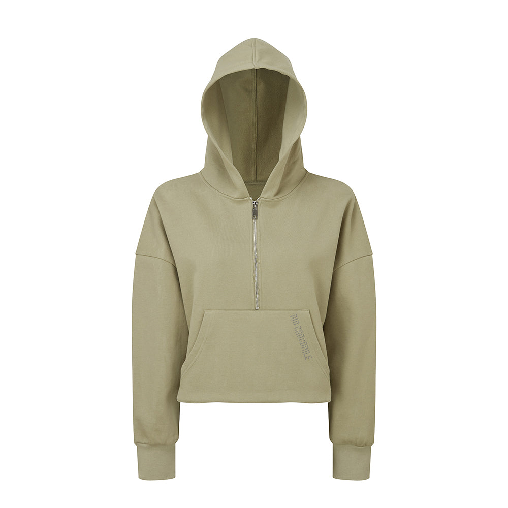 Ladies Half zip cropped hoodie