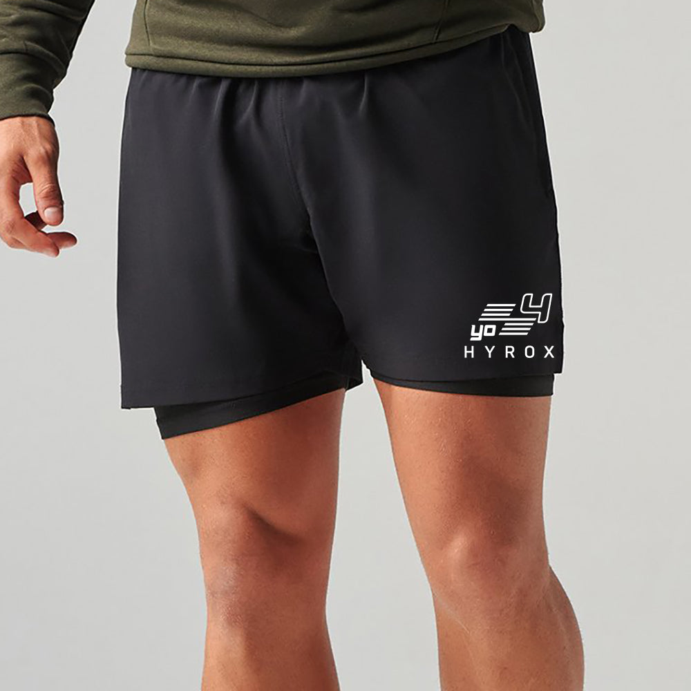 YO4 - mens double layer gym shorts